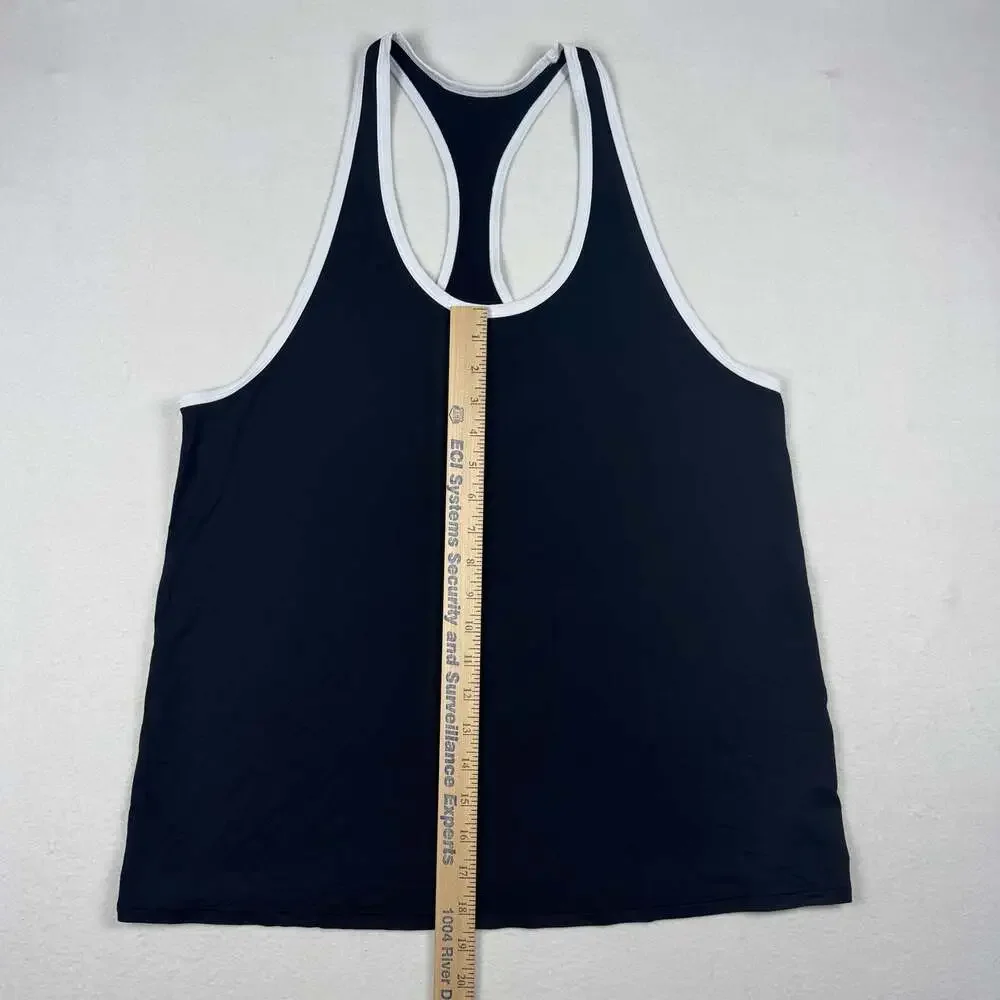 Alo Yoga Black and White Contrast Trim Racerback Tank Top